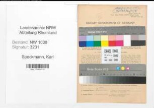Entnazifizierung Karl Speckmann , geb. 21.01.1914 (Postbeamter)