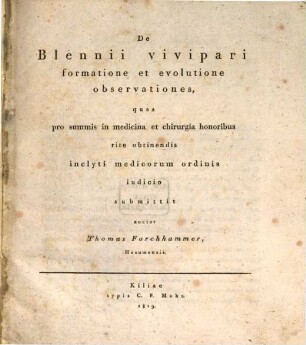 De Blennii vivipari formatione et evolutione observationes