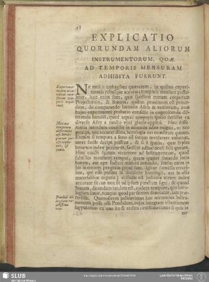 Explicatio Quorundam Aliorum Instrumentorum, Quae Ad Temporis Mensuram Adhibita Fuerunt