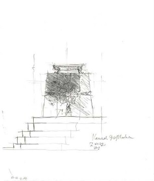 Gsaenger, Gustav; München - Großhadern, Ebernburgstr.; Ev. Notkirche, Reformations - Gedächtnis Kirche - Kanzel (Teilansicht)