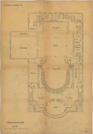 Fischer, Theodor; Heilbronn; Stadt-Theater - Grundriss 1. OG