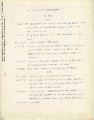 Englische Dialogliste (Auszug)