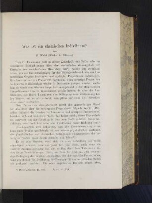 Was ist ein chemisches Individuum?