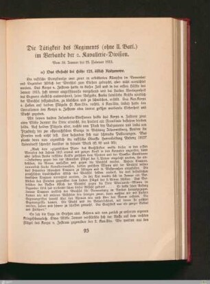 Die Tätigkeit des Regiments im Verbande der 2. Kavallerie-Division