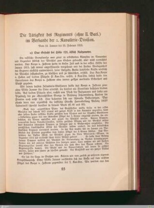Die Tätigkeit des Regiments im Verbande der 2. Kavallerie-Division