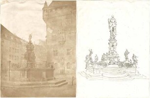 Lange, Ludwig; Lange - Archiv: IX.3 Brunnen - Ansicht, Perspektive