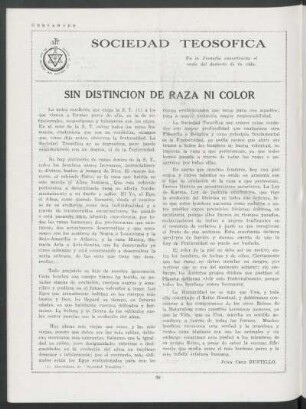 Sociedad Teosófica - Sin distinción de raza ni color