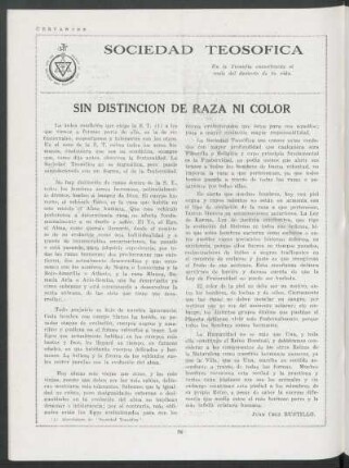 Sociedad Teosófica - Sin distinción de raza ni color