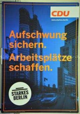 Wahlkampfplakat der CDU zur Wahl des Berliner Abgeordnetenhauses am 18. September 2016