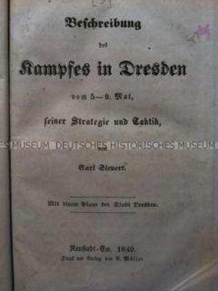 Flugschrift über die Kämpfe in Dresden während der Revolution 1849