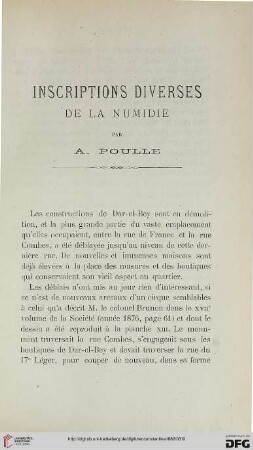 Sér. 3: Inscriptions diverses de la Numidie