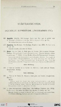Städteansichten. (Aquarelle, Kupferstiche, Lithographien etc.) (Nr. 189-457)