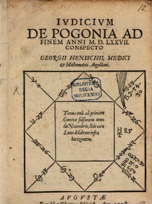 Iudicium de progonia ad finem anni 1577 conspecto