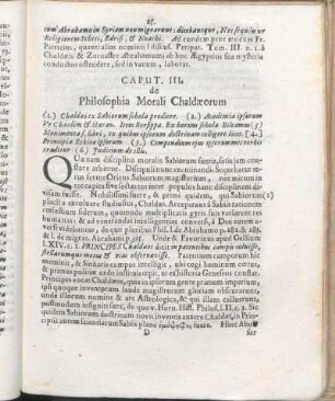Caput. III. de Philosophia Morali Chaldæorum