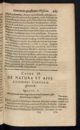 Caput II. De Natura Et Affectionibus Corporis gloriosi.