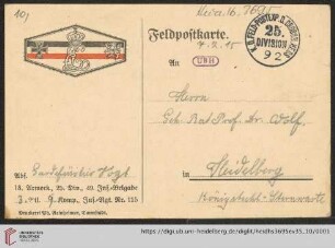Briefe von Heinrich Vogt an Max Wolf: Karte von Heinrich Vogt an Max Wolf