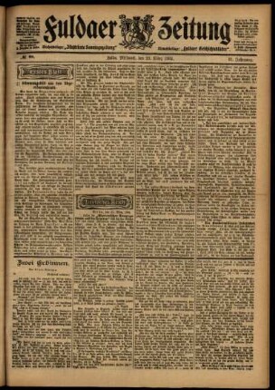 Erste Ausgabe vom Mittwoch, den 23. März 1904.