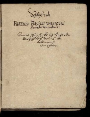 Schlussrede fratris Basilii Valentini Benedicter ordens