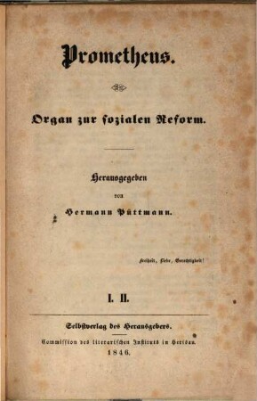 Prometheus : Organ zur sozialen Reform, 1846, 1 - 2