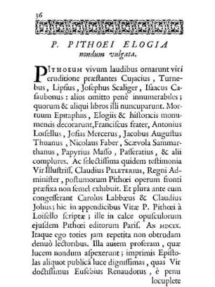 [II.] P. Pithoei Elogia nondum vulgata.