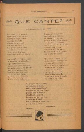 Que cante? : A la desconocida que pide versos