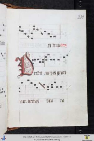 (219r) Zierinitiale (6): Frauenkopf.