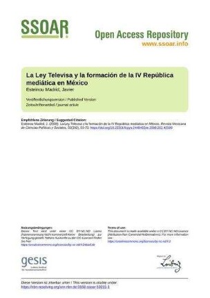 La Ley Televisa y la formación de la IV República mediática en México