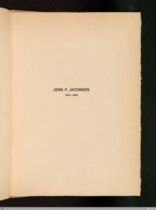 Jens P. Jacobsen: Aus: Gesammelte Gedichte