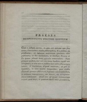 Praeses Respondenti Doctiss Salutem.