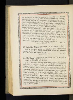 Ein italienischer Kreuzer von einem k. u. k. U=Boot versenkt.