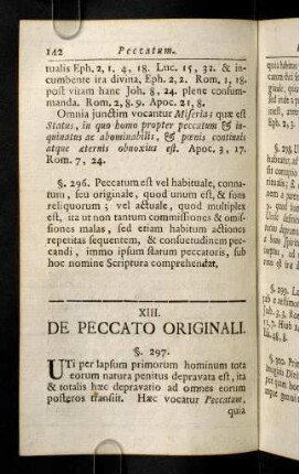 142-167, XIII. De Peccato Originali. XIV. De Peccato Actuali.