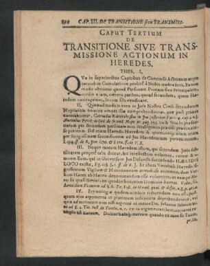 Caput Tertium. De Transitione Sive Transmissione Actionum In Heredes.