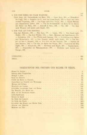 Verzeichnis der Figuren und Bilder im Texte