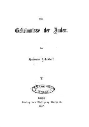 In: Die Geheimnisse der Juden ; Band 5