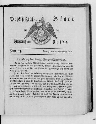Num. 15., Ausgabe vom 26. September 1815