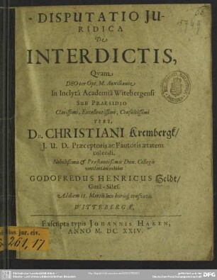Disputatio juridica de interdictis
