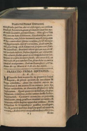 Praefatio Primae Editionis.