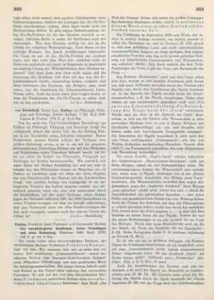 363-365 [Rezension] Kuntze, Friedrich, Der Morphologische Idealismus