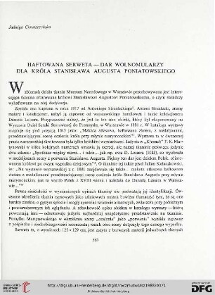 32: Haftowana serweta - dar wolnomularzy dla króla Stanisława Augusta Poniatowskiego