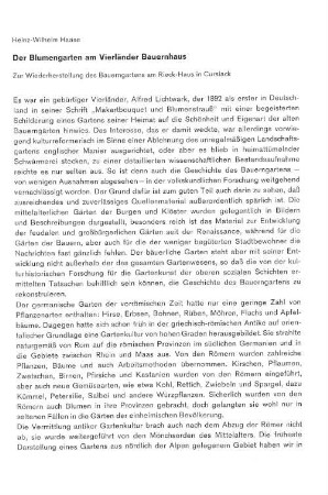Der Blumengarten am Vierländer Bauernhaus : Zur Wiederherstellung des Bauerngarten am Rieck-Haus in Curslack