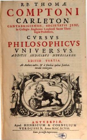 Cursus philosophicus universus : [sive philosophia universa]