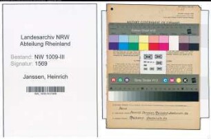Entnazifizierung Heinrich Janssen , geb. 02.06.1913 (Schreiner)