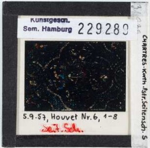 Chartres: Kathedrale, Glasfenster, Seitenschiff Süd, aufgenommen 5.9. 1957