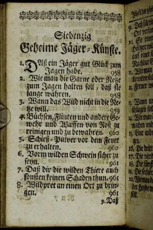 Siebenzig Geheime Jäger-Künste.