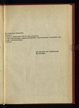 Der Lehrplan Geschichte ...