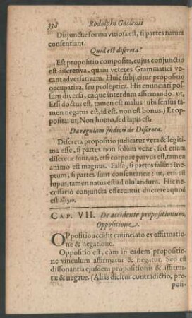 Cap. VII. De accidente propositionum, Oppositione.