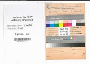 Entnazifizierung Paul Lipinski, geb. 27.10.1894 (Arbeiter)