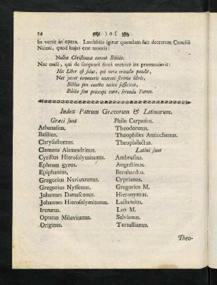 14-14, Index Patrum Graecorum, & Latinorum.