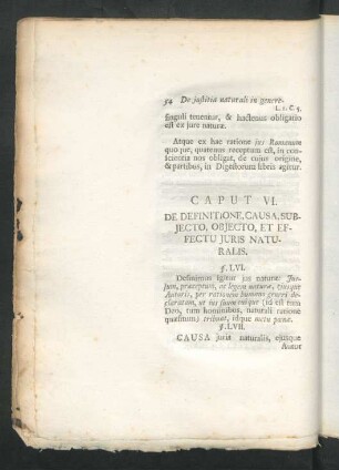 Caput VI. De Definitione, Causa, Subiecto, Obiecto, Et Effectu Iuris Naturalis