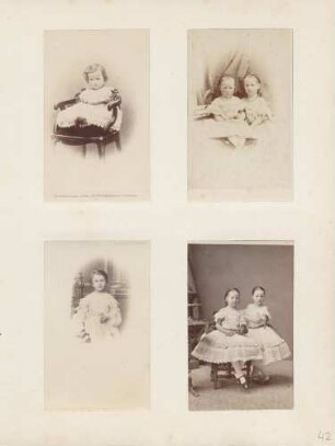 links oben: Unbekannt (Kleinkind) rechts oben: Unbekannt (2 Kleinkinder) links unten: Unbekannt (Kind) rechts unten: Unbekannt (2 Mädchen)